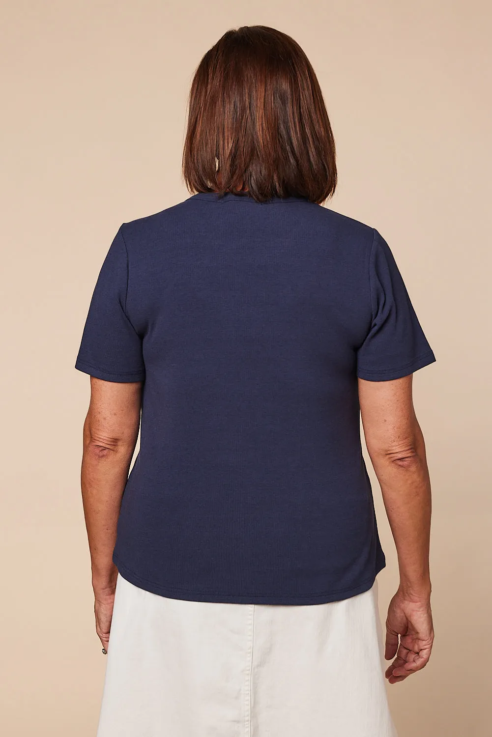Adrift Ribbed Tee in Navy Adrift