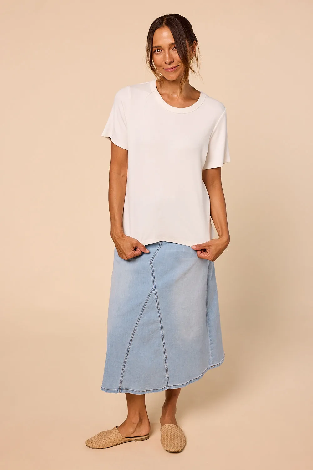 Adrift Ribbed Tee in White Adrift