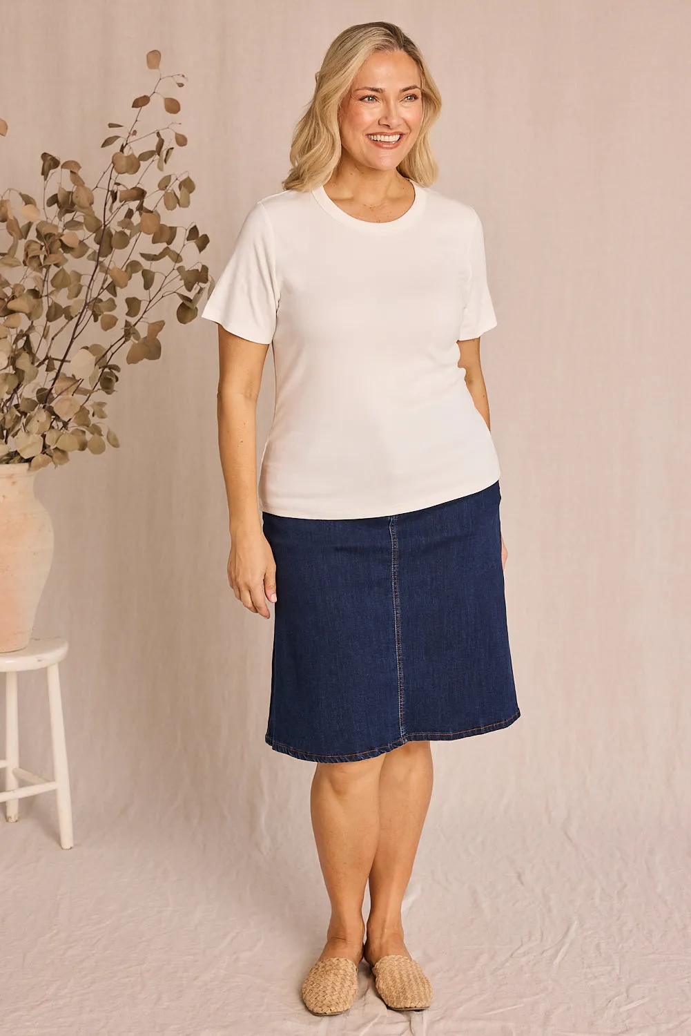 Adrift Ribbed Tee in White Adrift