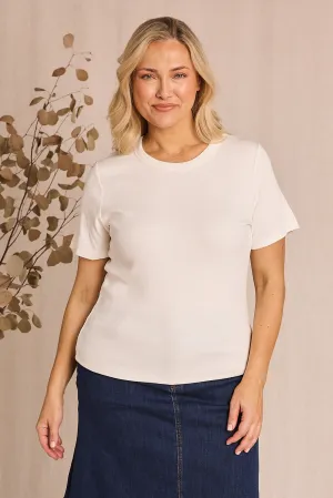 Adrift Ribbed Tee in White Adrift