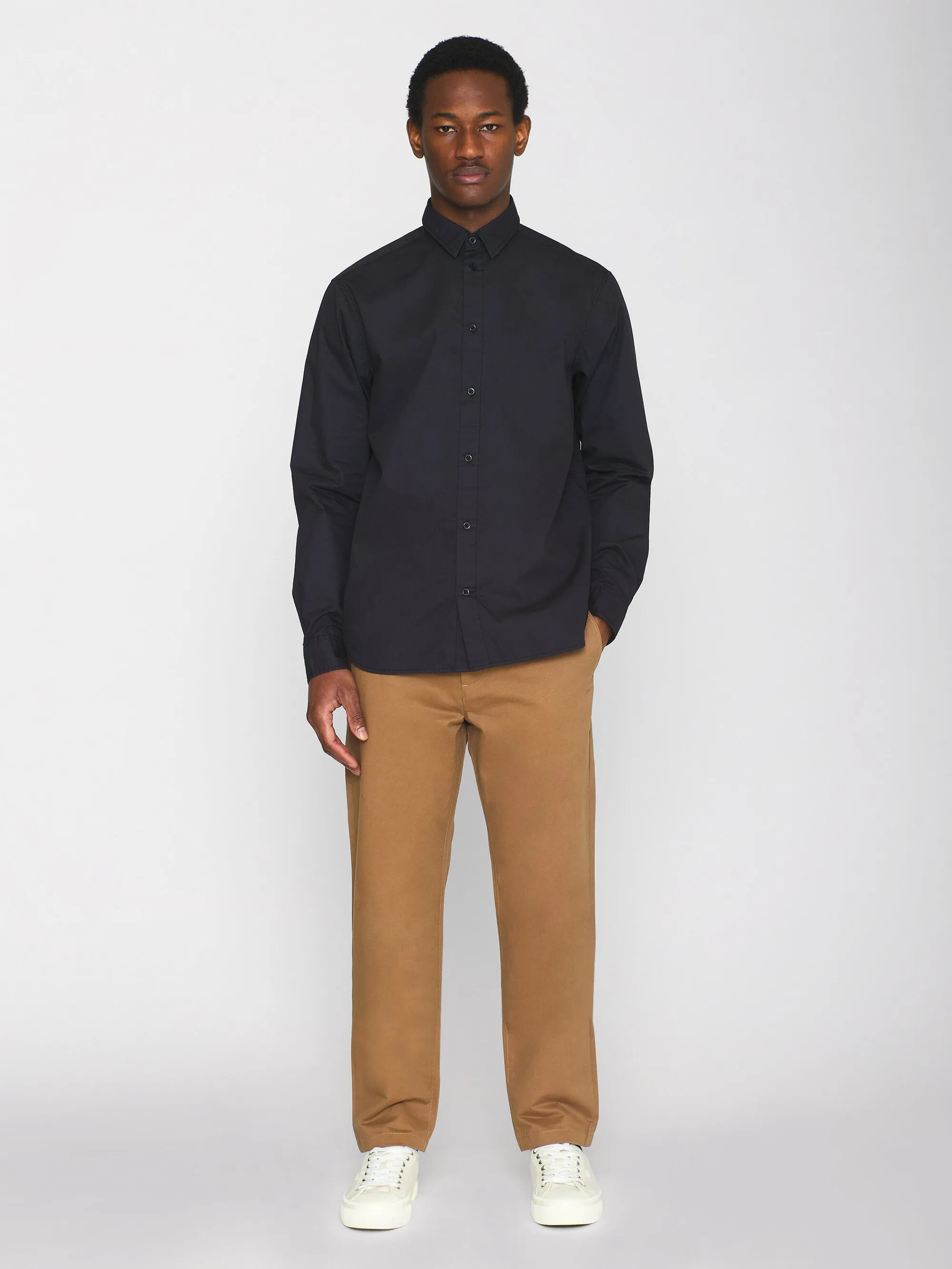 ALF regular crispy cotton shirt - GOTS/Vegan - Black Jet Knowledge Cotton