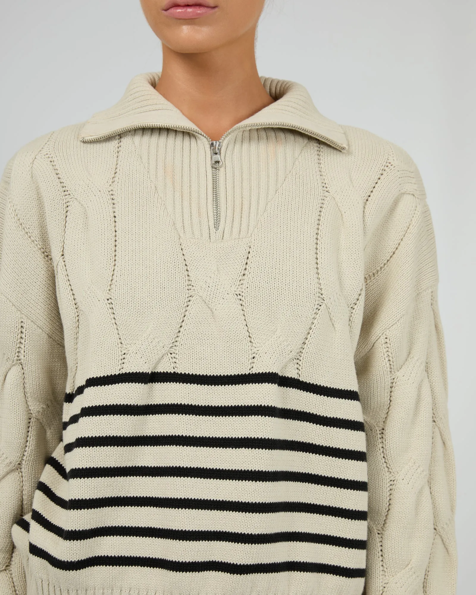 Astrid Quarter Zip Knit Natural