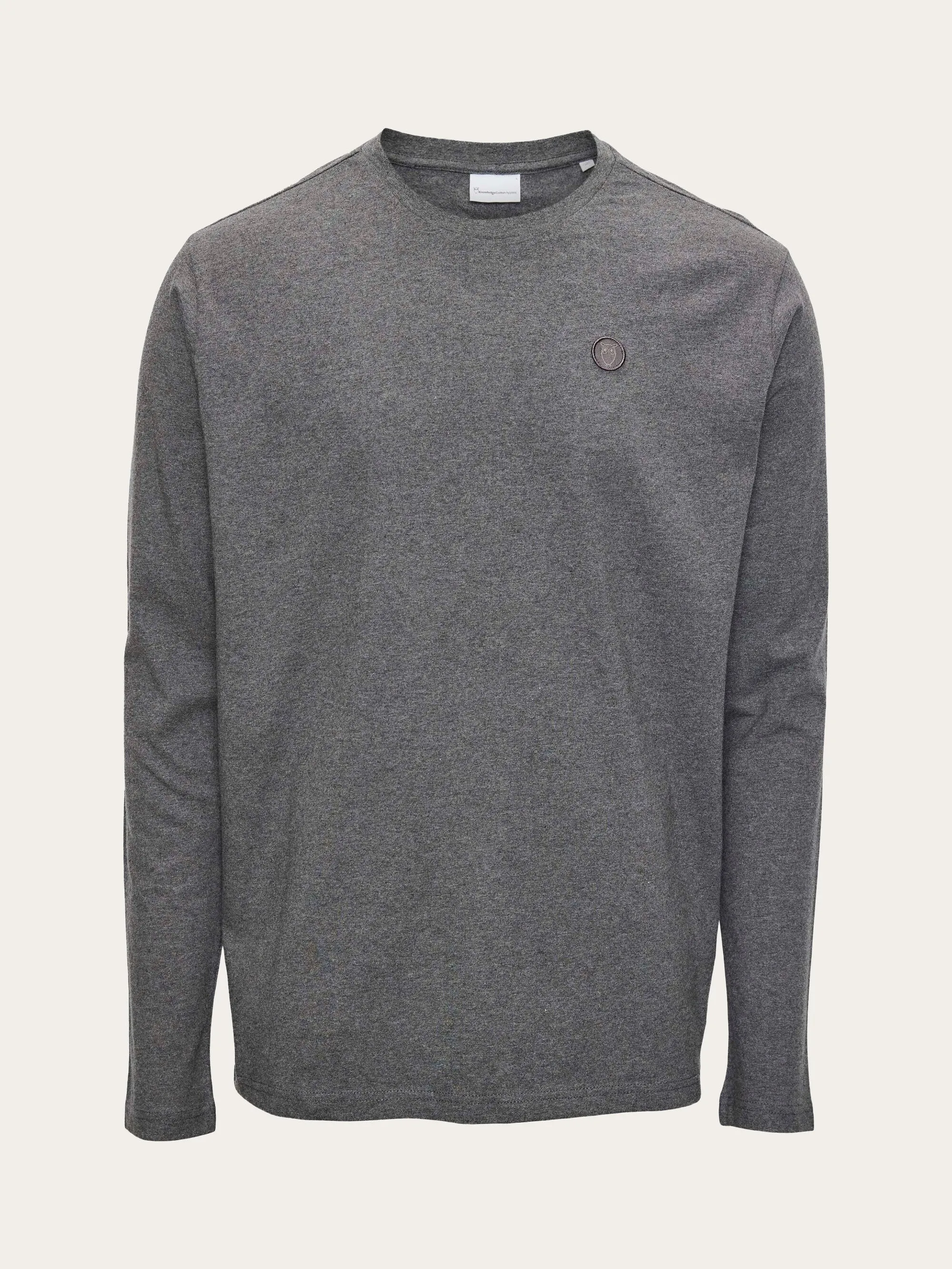 Badge long sleeve - Dark Grey Melange Knowledge Cotton