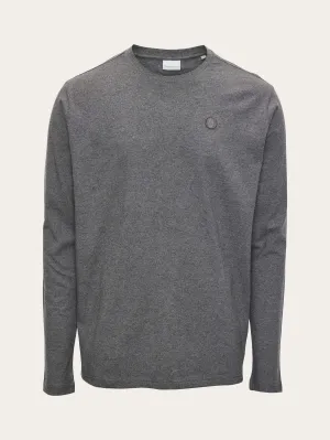 Badge long sleeve - Dark Grey Melange Knowledge Cotton
