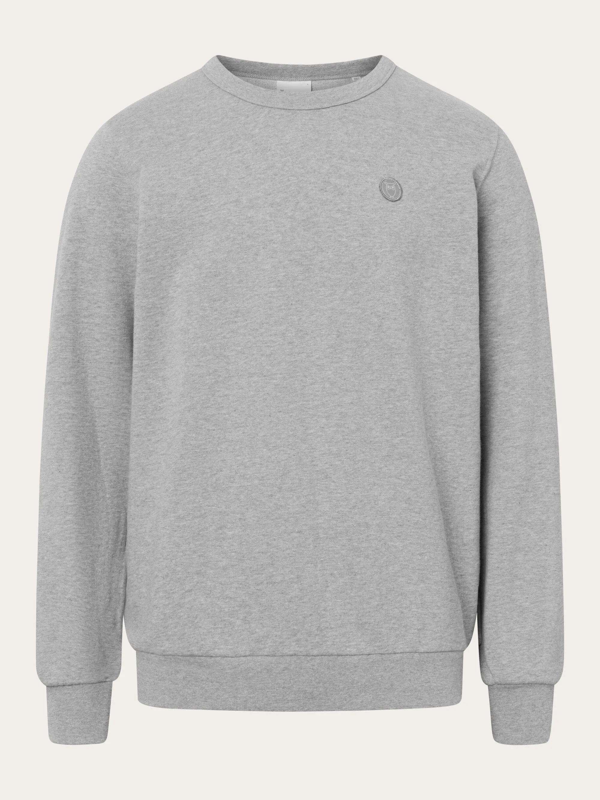Basic badge sweat - Grey Melange Knowledge Cotton