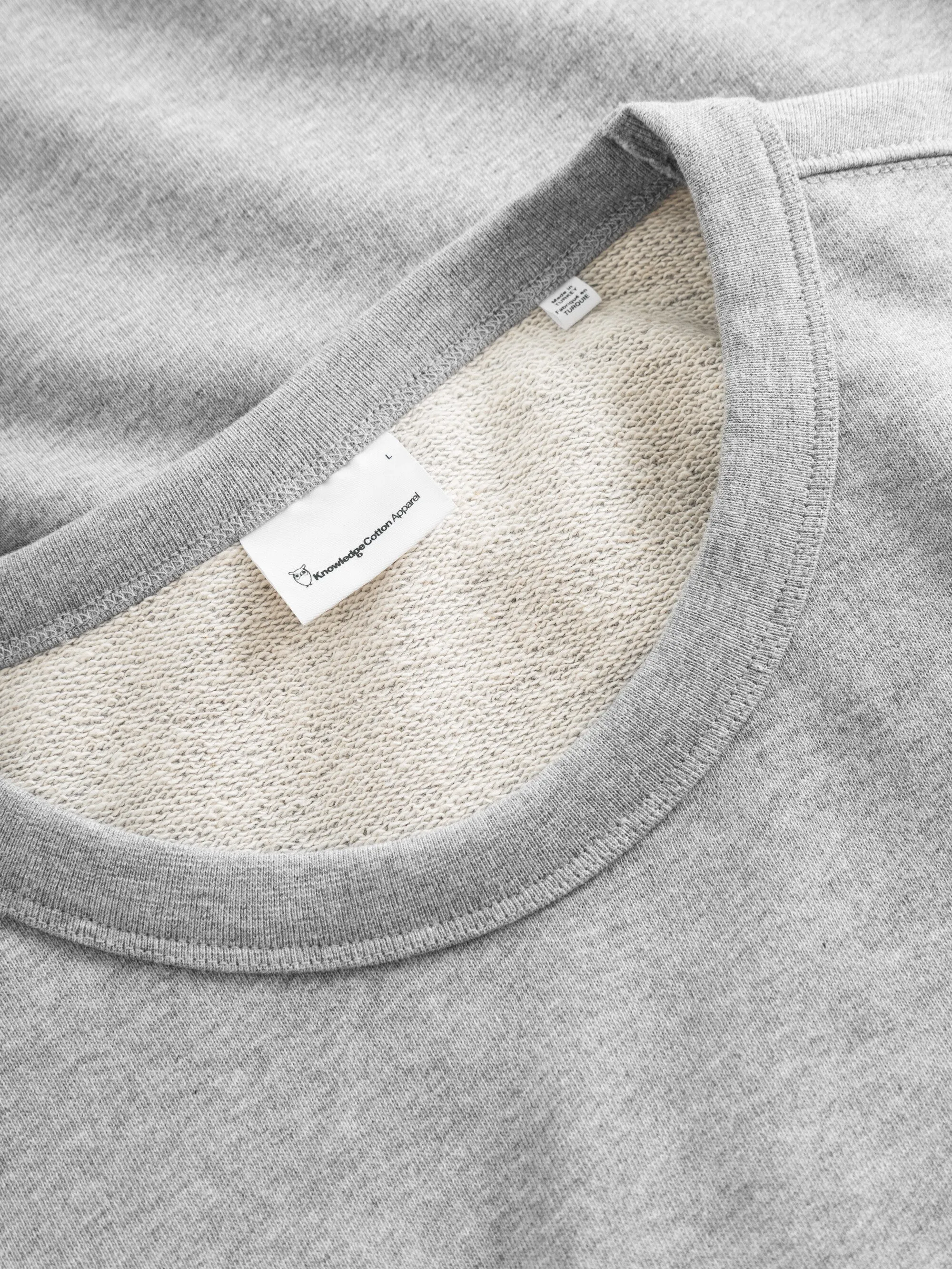 Basic badge sweat - Grey Melange Knowledge Cotton