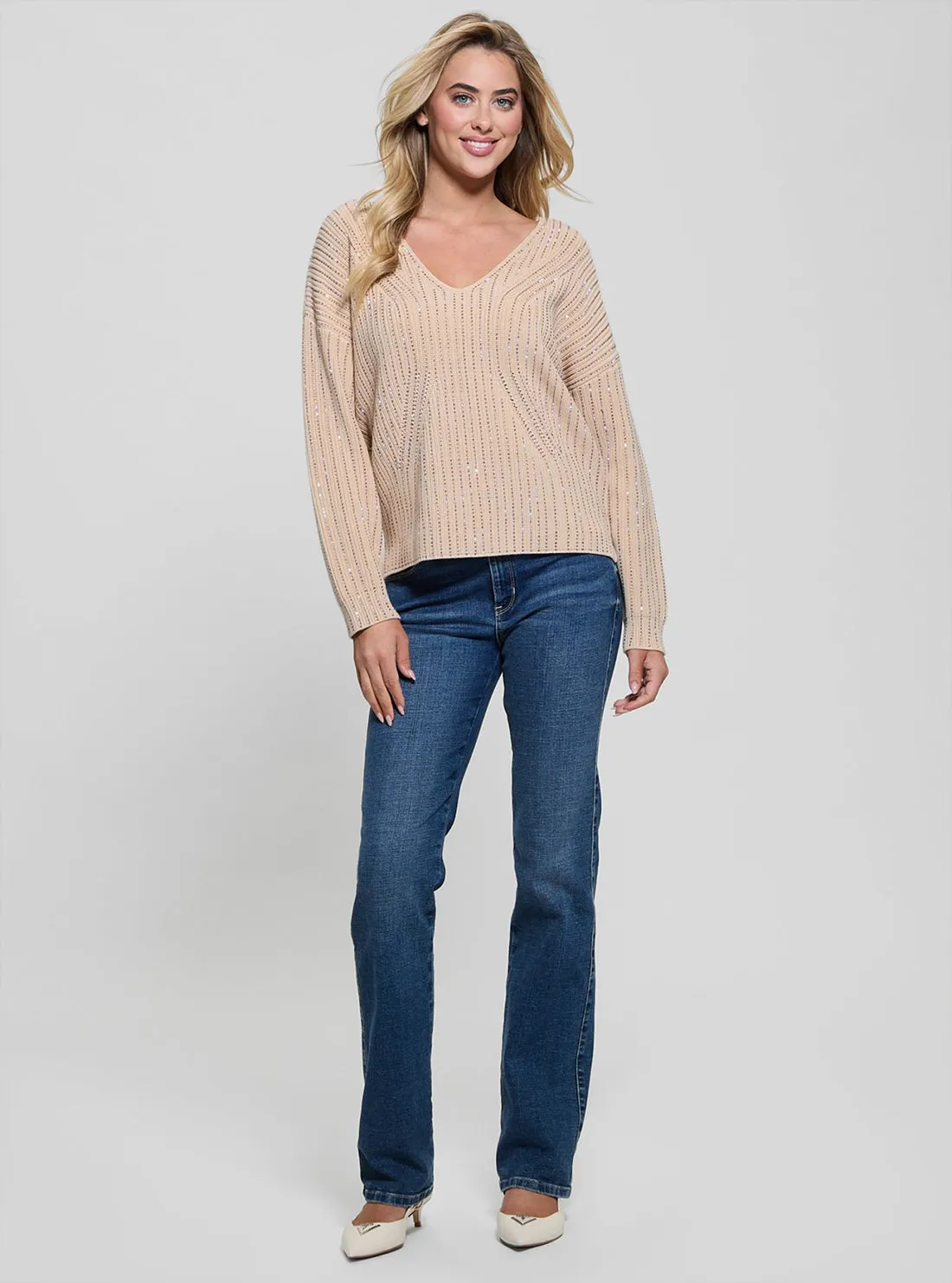 Beige Lorien Knit Top Guess