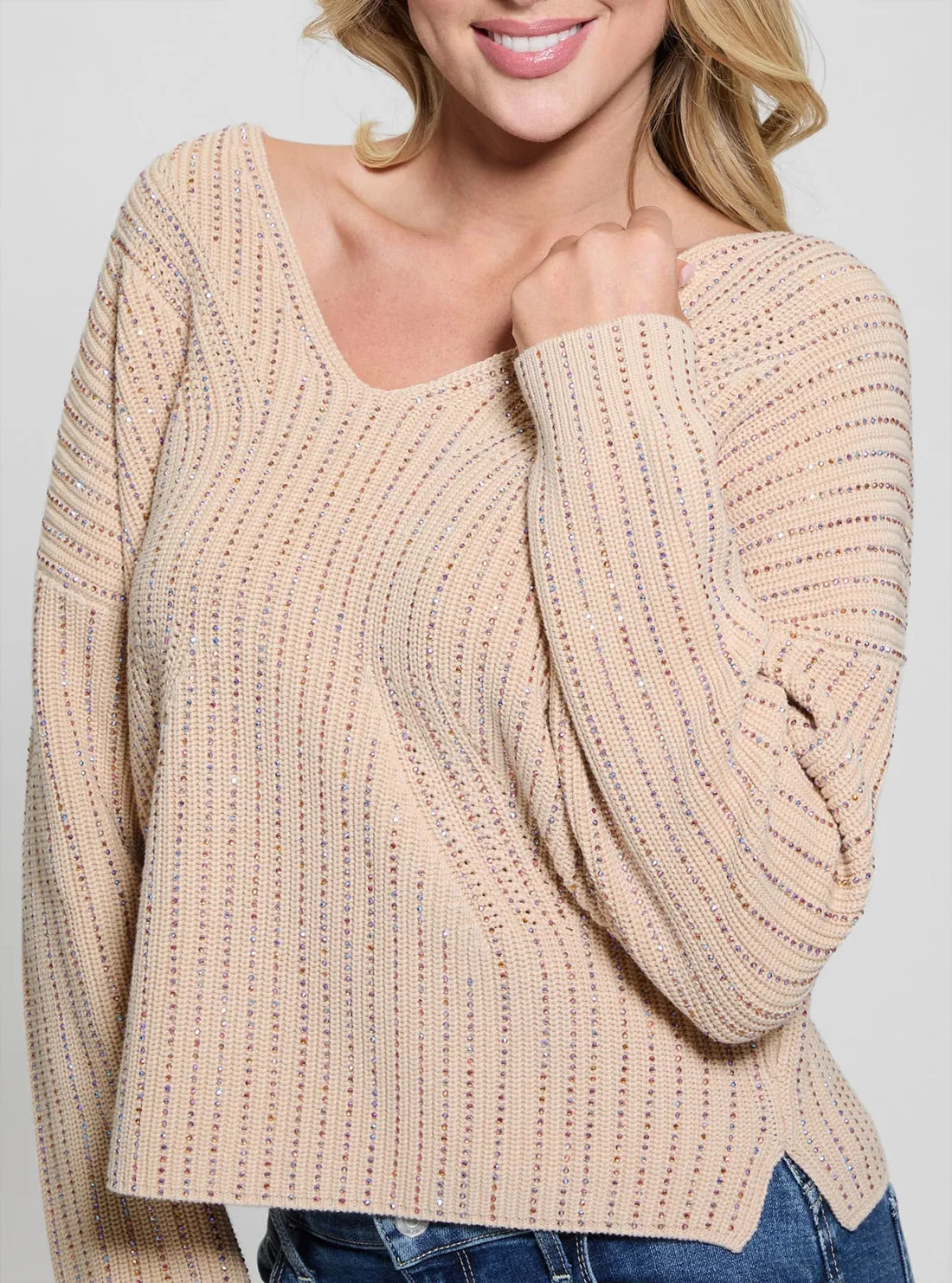 Beige Lorien Knit Top Guess