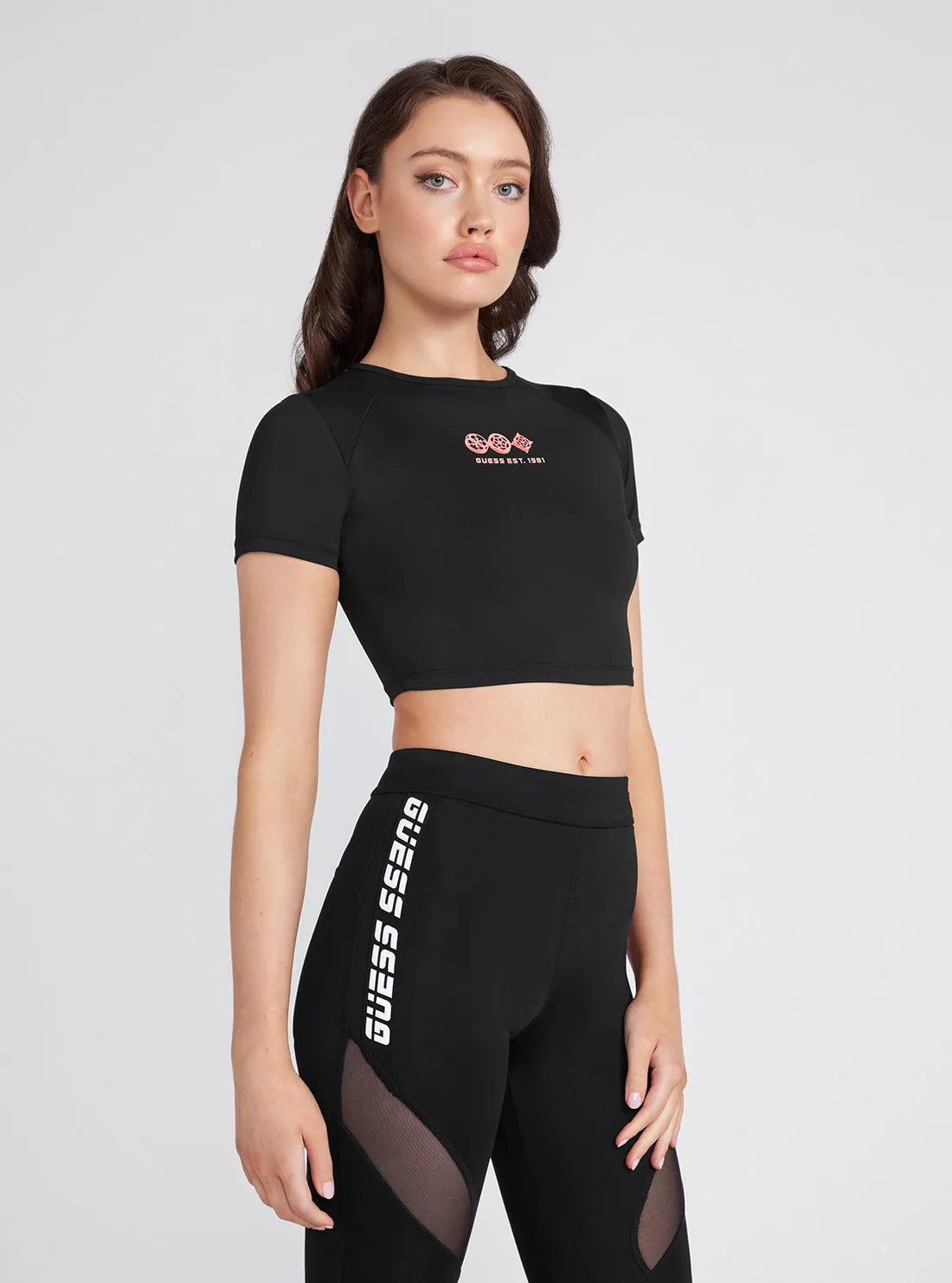 Black Aggie Active Crop T-Shirt Guess