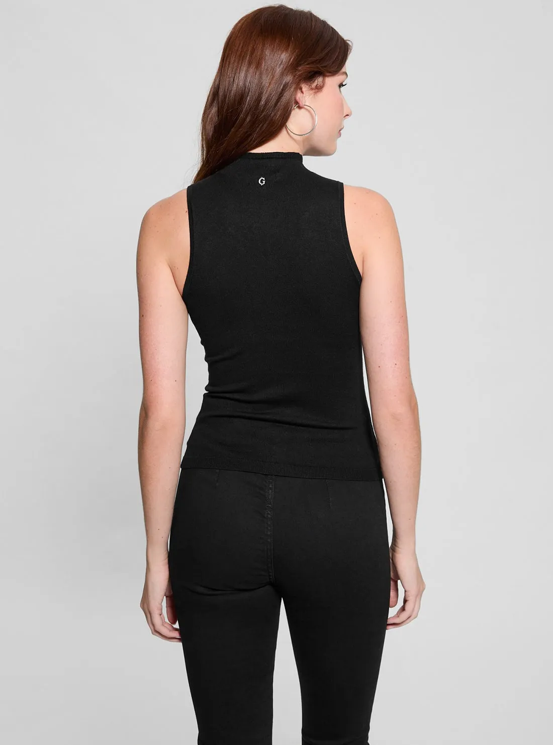 Black Calista Rhinestone Knit Top Guess
