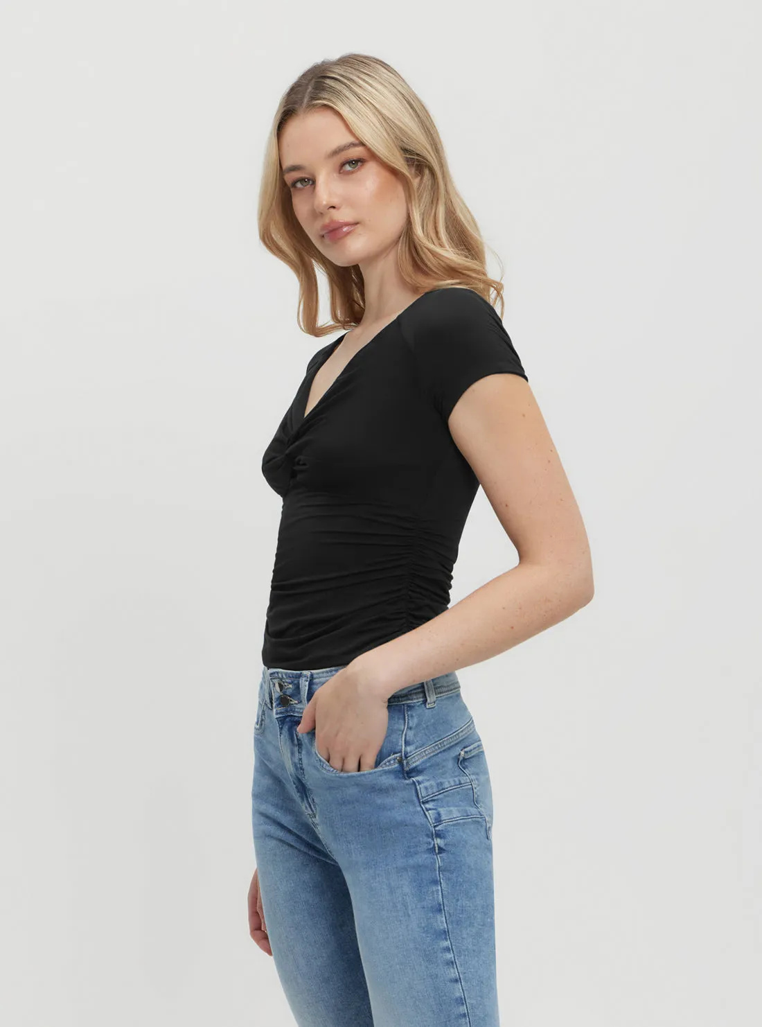 Black Charlotte Draped Top Guess