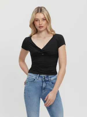 Black Charlotte Draped Top Guess