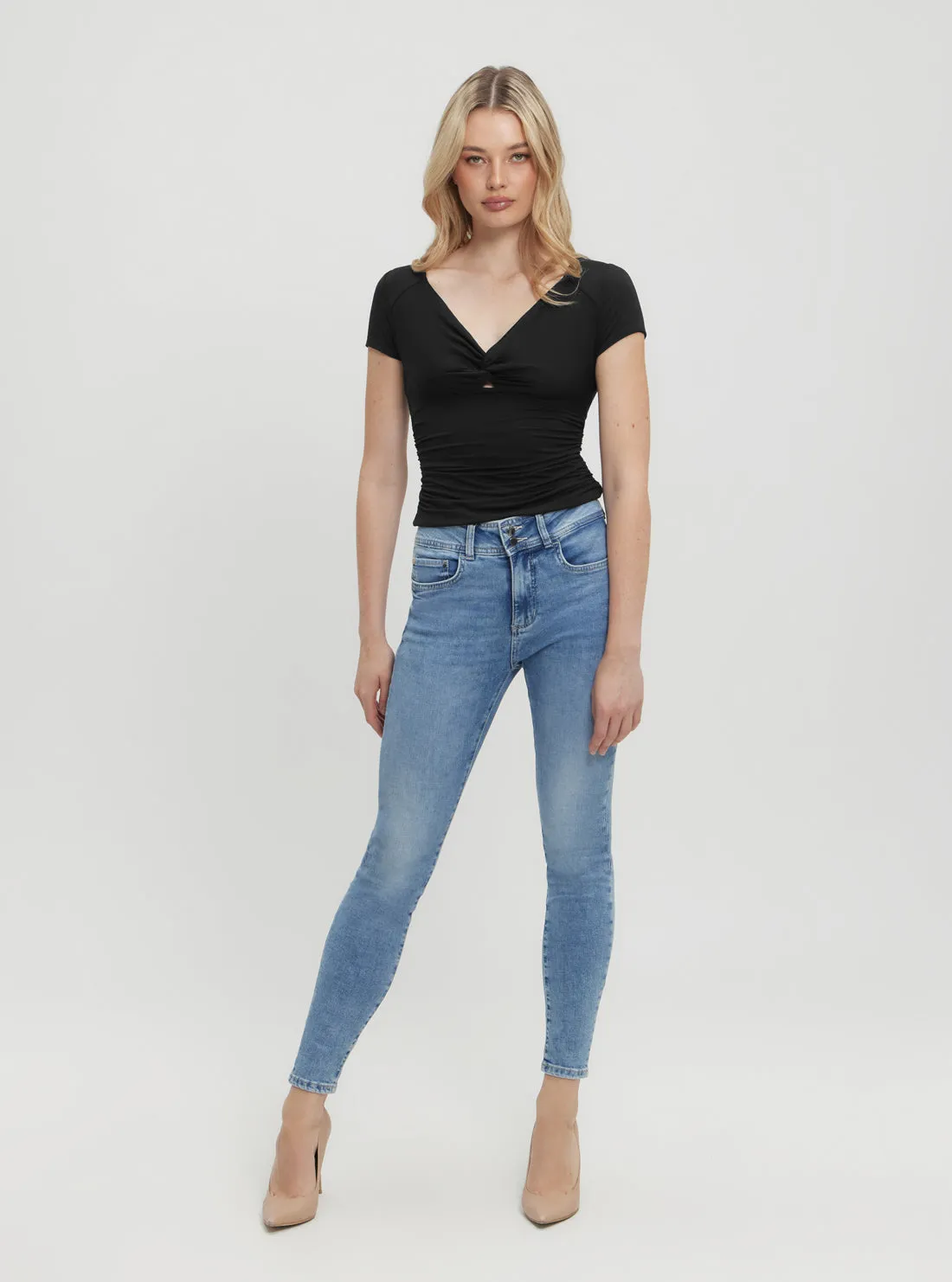 Black Charlotte Draped Top Guess