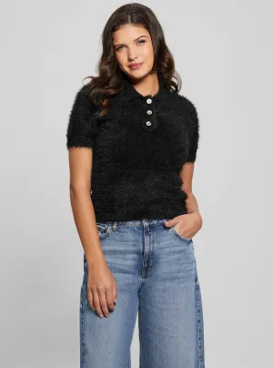 Black Coraline Knit Polo Top Guess