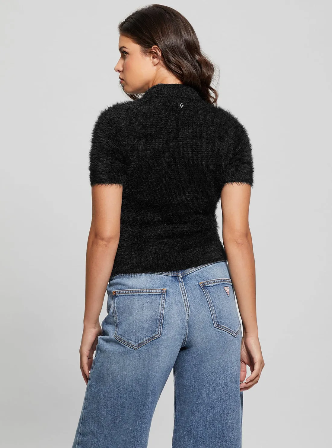 Black Coraline Knit Polo Top Guess