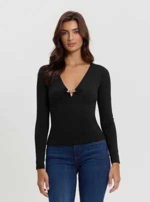 Black Logo Buckle Oksana Top Guess