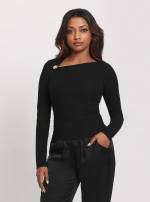 Black Long Sleeve Febe Top Guess