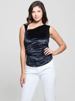 Blue Janet Asymmetric Neck Top Guess