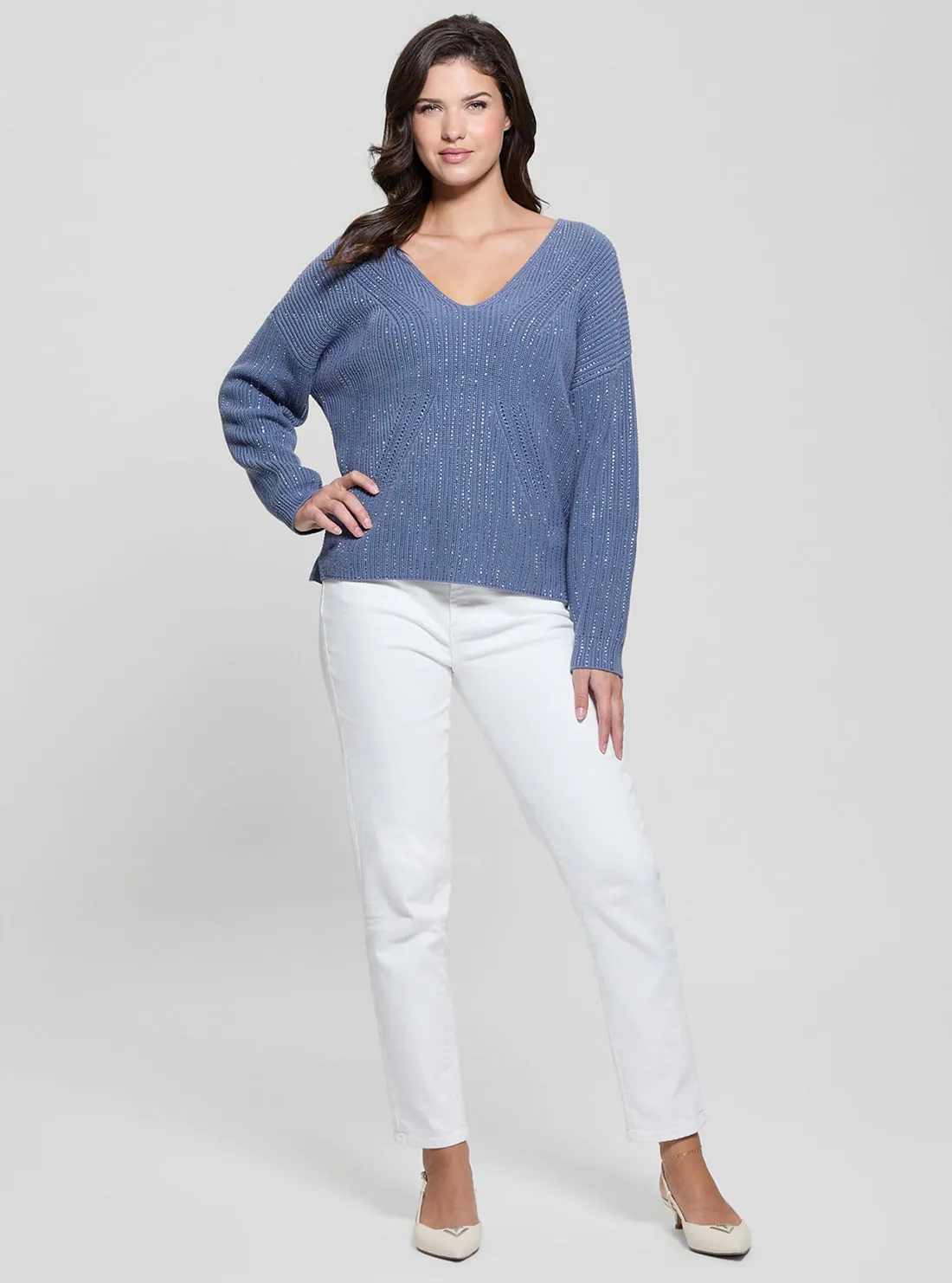 Blue Lorien Knit Top Guess