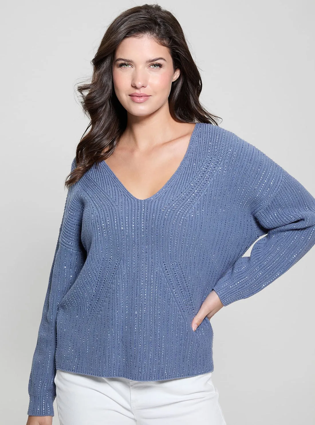 Blue Lorien Knit Top Guess