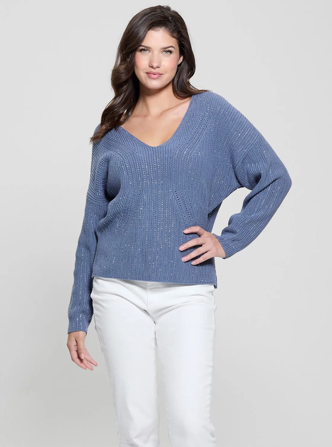 Blue Lorien Knit Top Guess