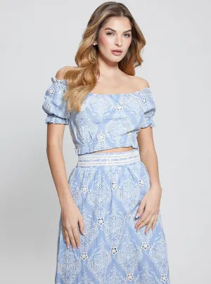 Blue Off Shoulder Frida Top Guess