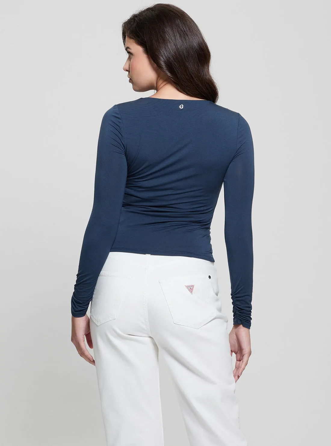 Blue Shirred Noelle Top Guess