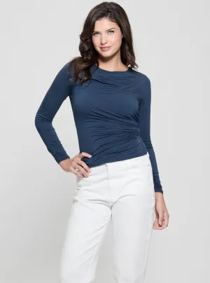 Blue Shirred Noelle Top Guess