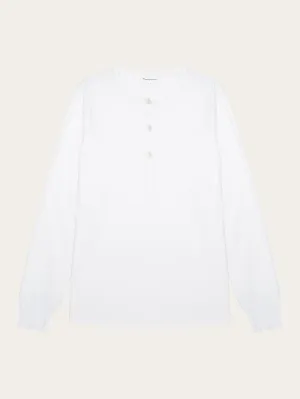 BO long sleeve henley - Regenerative Organic Certified - GOTS/Vegan - Bright White Knowledge Cotton
