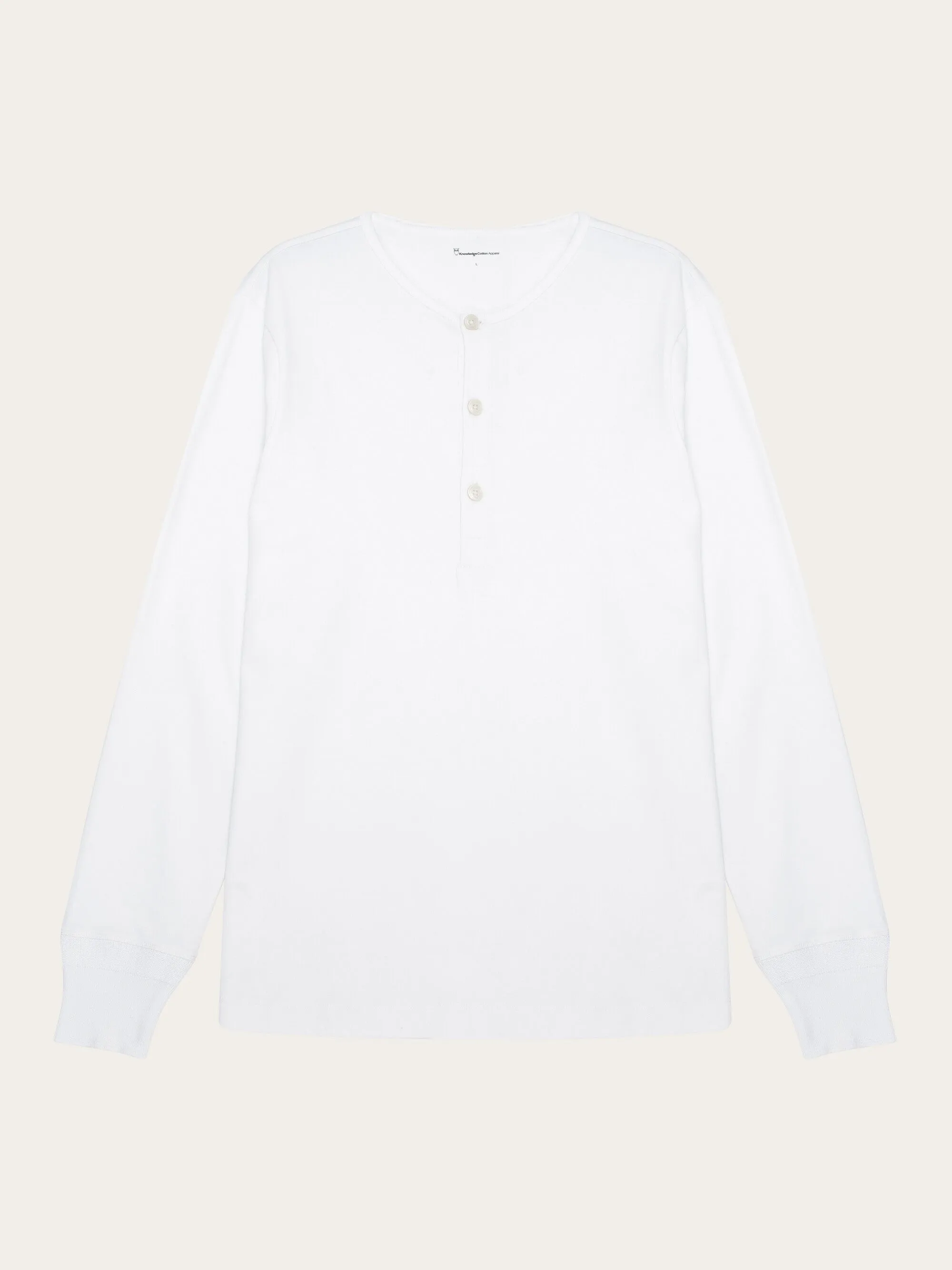 BO long sleeve henley - Regenerative Organic Certified - GOTS/Vegan - Bright White Knowledge Cotton