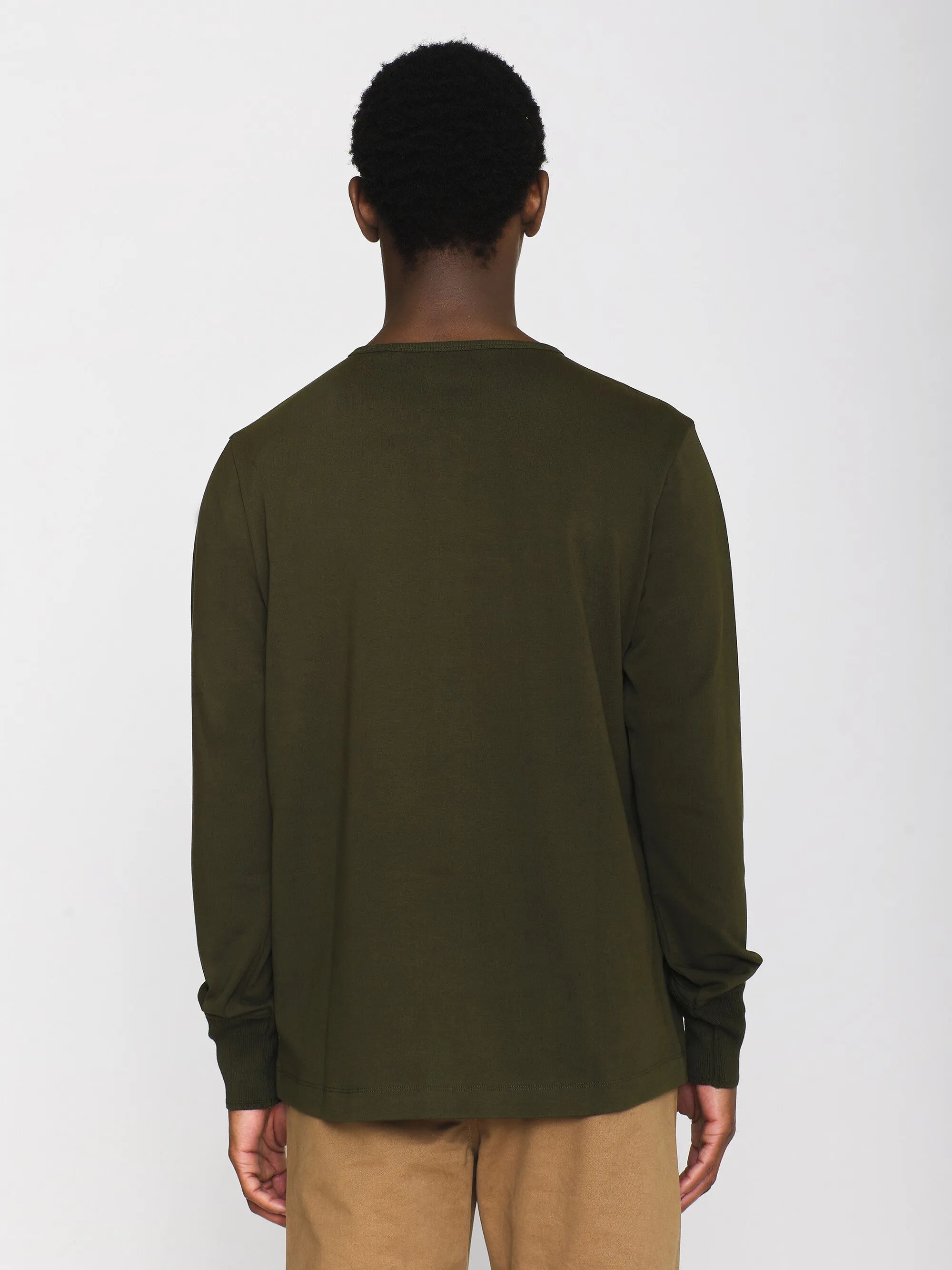BO long sleeve henley - Regenerative Organic Certified - GOTS/Vegan - Forrest Night Knowledge Cotton