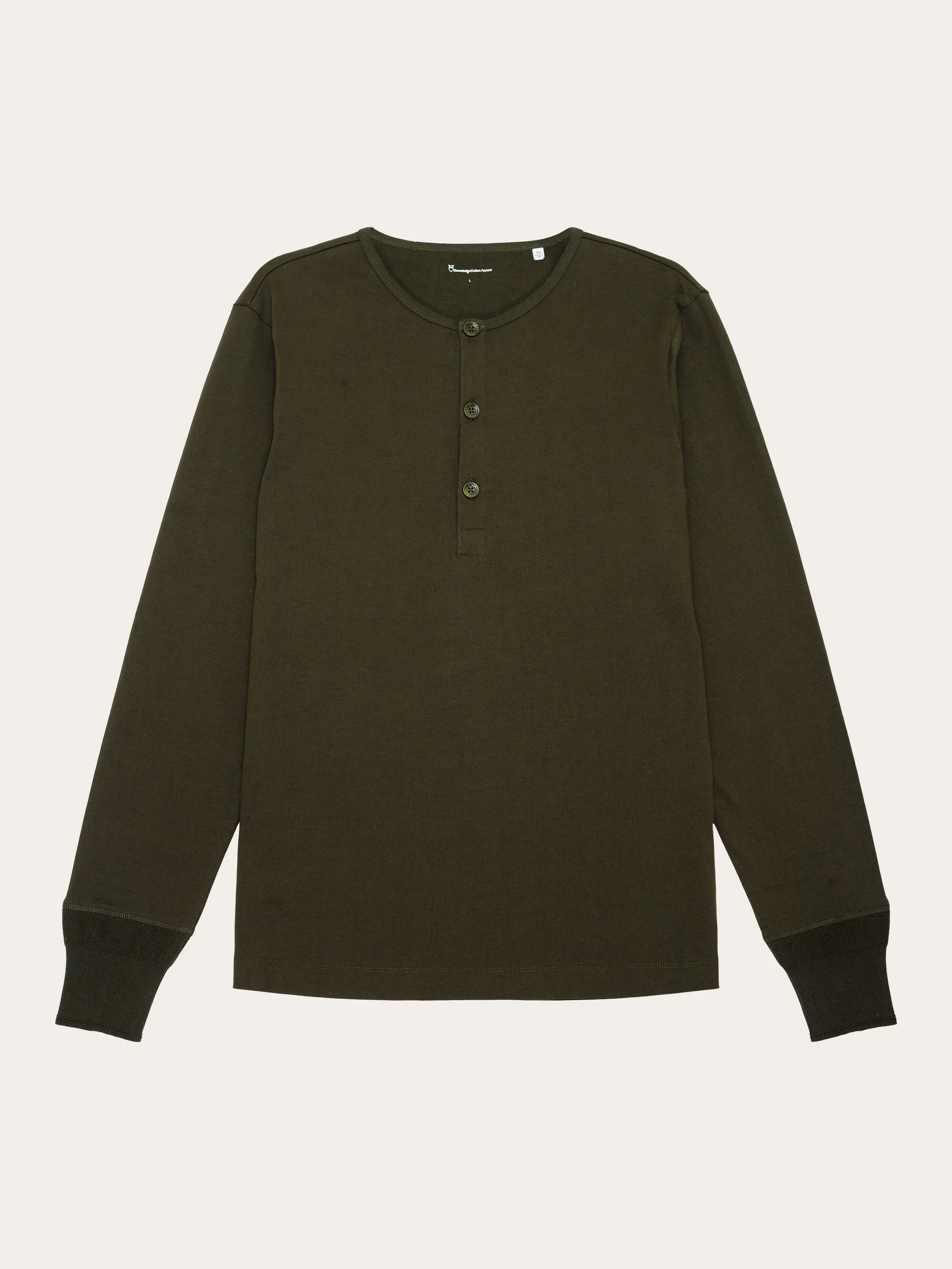 BO long sleeve henley - Regenerative Organic Certified - GOTS/Vegan - Forrest Night Knowledge Cotton