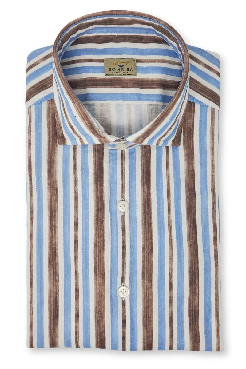 Brown Blue Stripe Shirt
