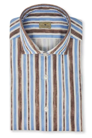 Brown Blue Stripe Shirt
