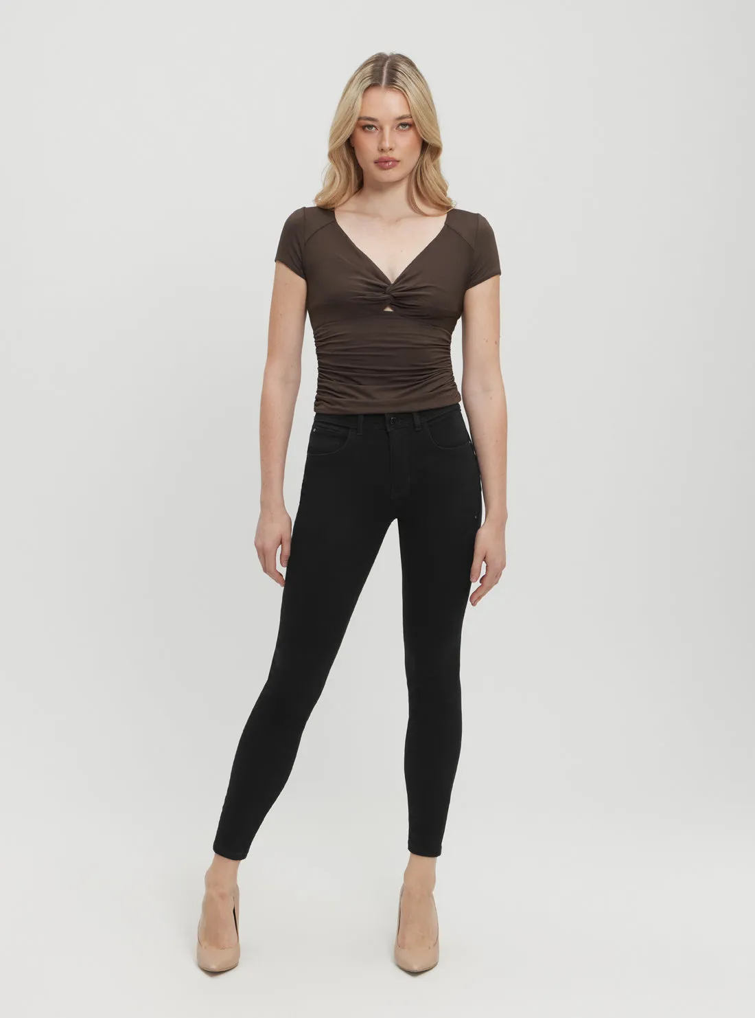 Brown Charlotte Draped Top Guess