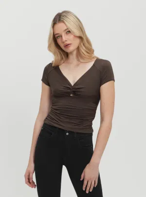 Brown Charlotte Draped Top Guess