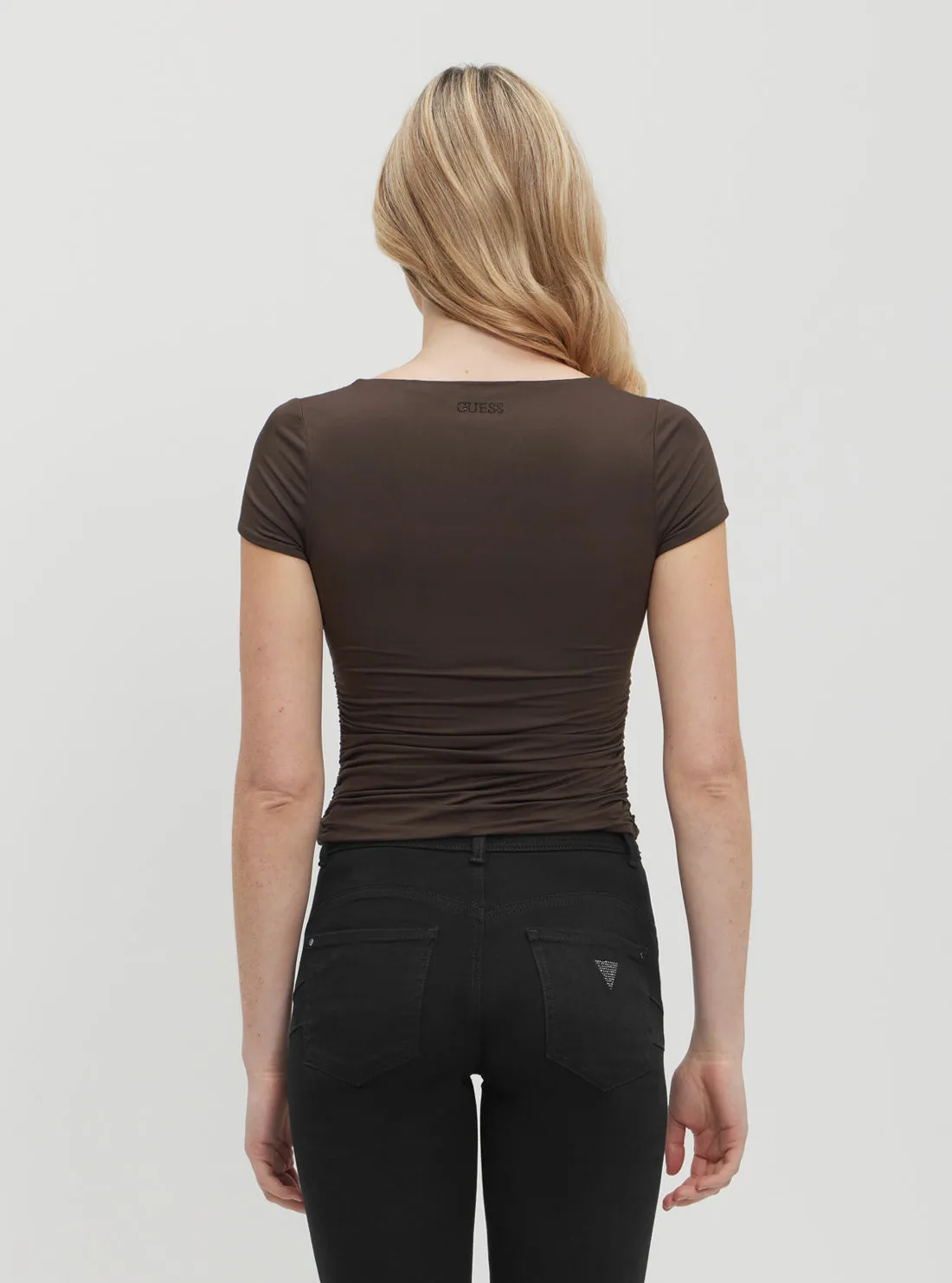 Brown Charlotte Draped Top Guess