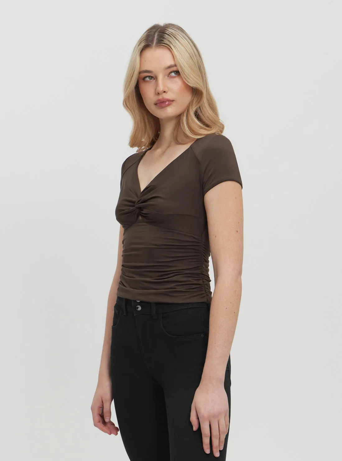 Brown Charlotte Draped Top Guess