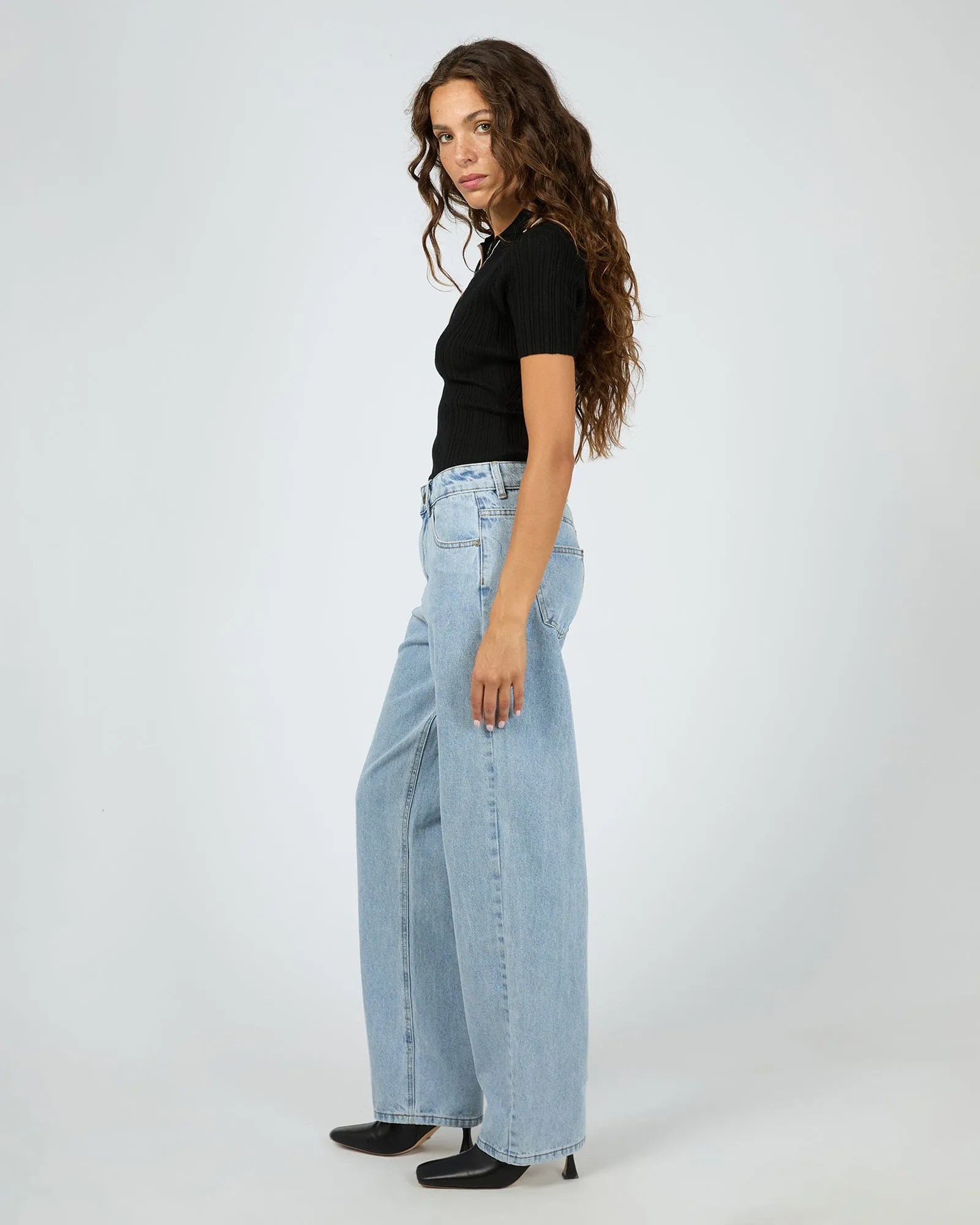 Clover Polo Top Black