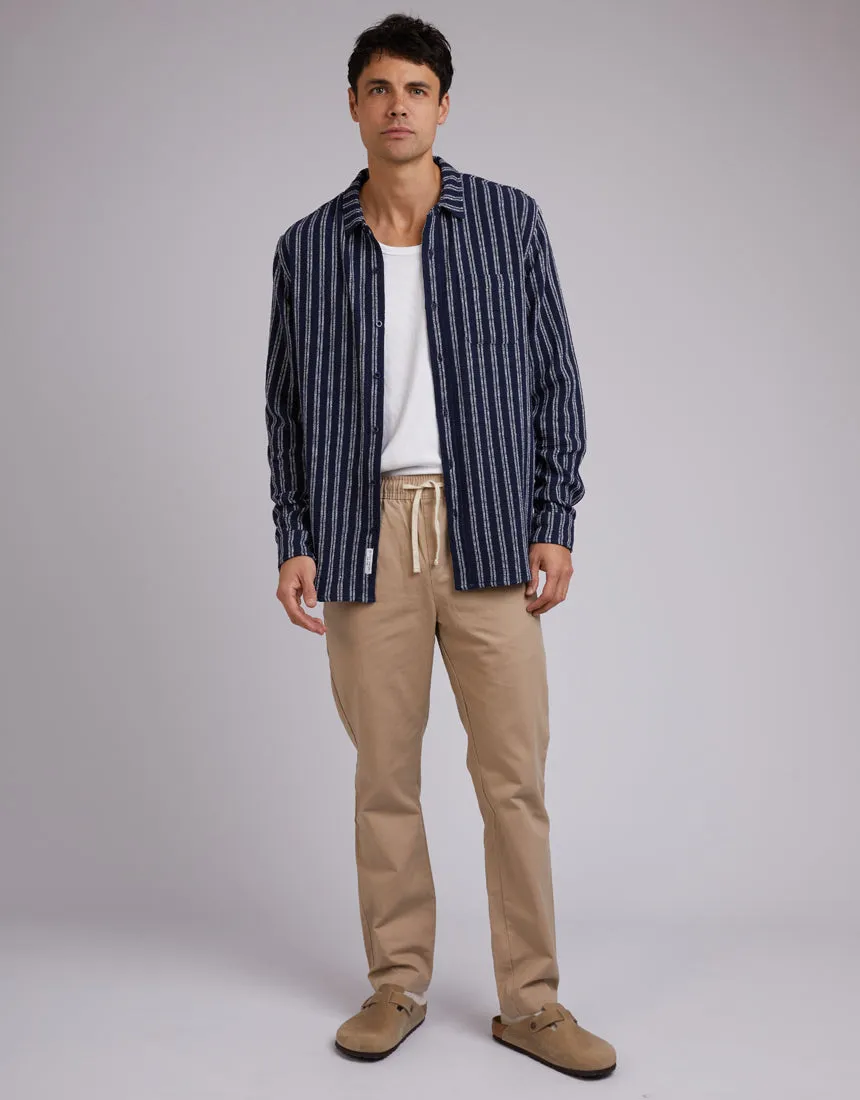 Coen Stripe Long Sleeve Shirt Navy