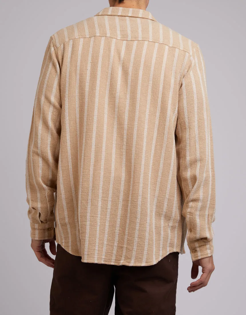Coen Stripe Long Sleeve Shirt Tan