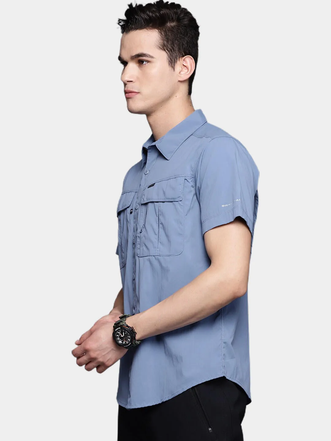 Columbia Men Blue Omni-Wick Newton Ridge Short Sleeve Shirt