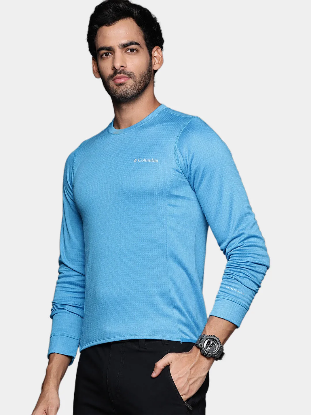 Columbia Men Blue Omni-Wick Park View Crew Fleece Jacket