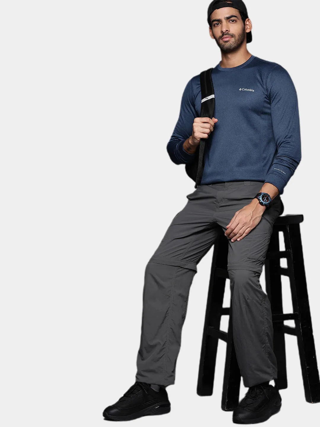 Columbia Men Blue Omni-Wick Park View Crew Fleece Jacket