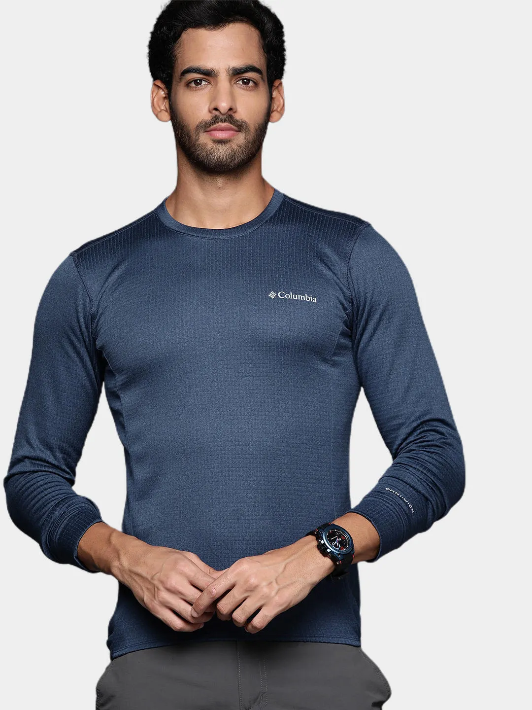 Columbia Men Blue Omni-Wick Park View Crew Fleece Jacket