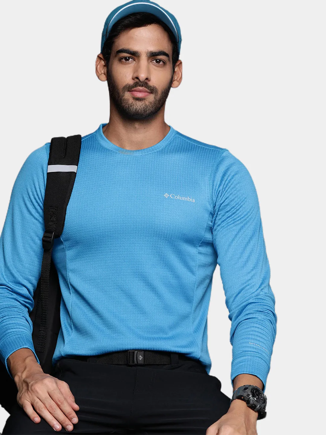 Columbia Men Blue Omni-Wick Park View Crew Fleece Jacket