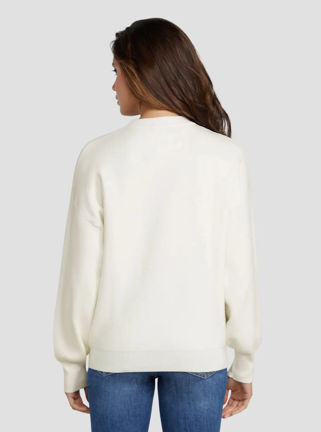 Cream White Odette Logo Jumper Guess
