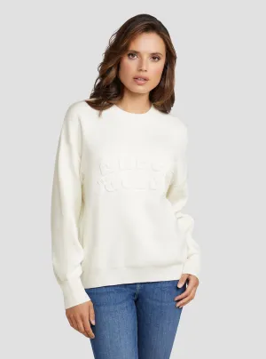 Cream White Odette Logo Jumper Guess