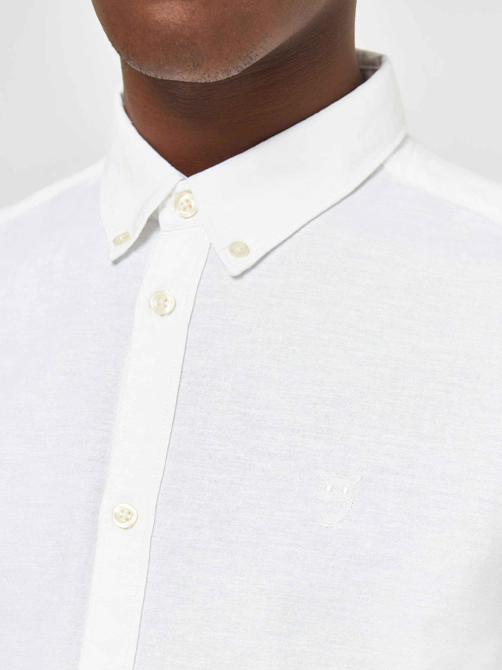 Custom tailored fit small owl oxford shirt - Bright White Knowledge Cotton