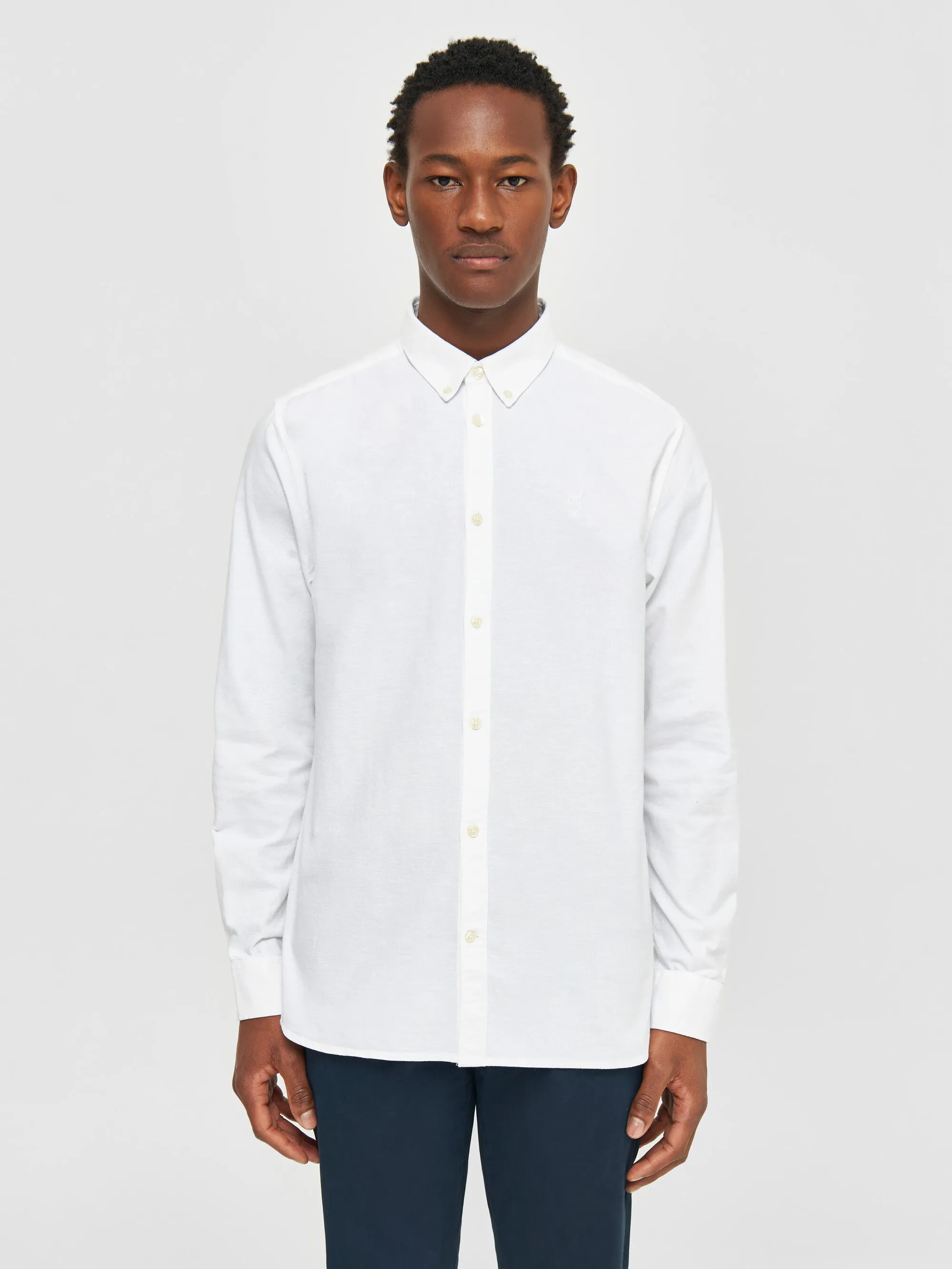 Custom tailored fit small owl oxford shirt - Bright White Knowledge Cotton
